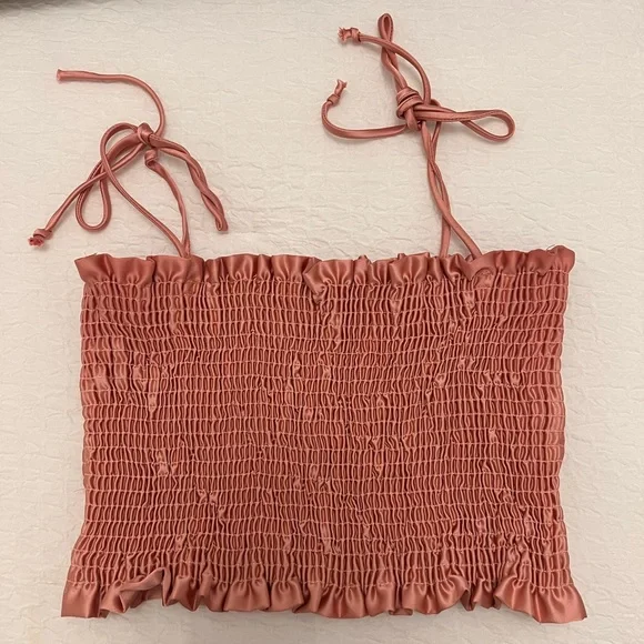 Pink Scrunch Tube Tops with String Ties (Size: Large) - Picture 1 of 5